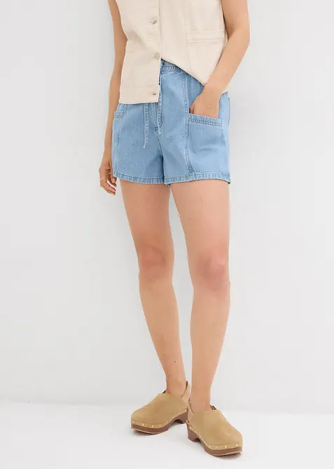 Shorts in jeans con comodo elastico, vita alta, bonprix