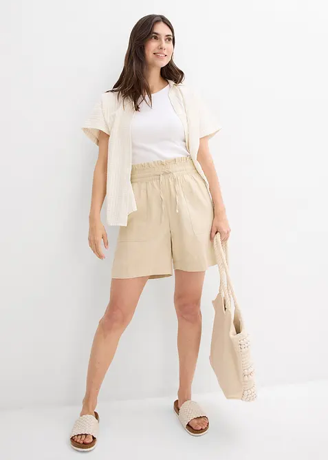 Shorts misto lino, bonprix