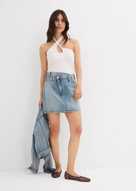 Gonna di jeans con cinta asimmetrica, bonprix