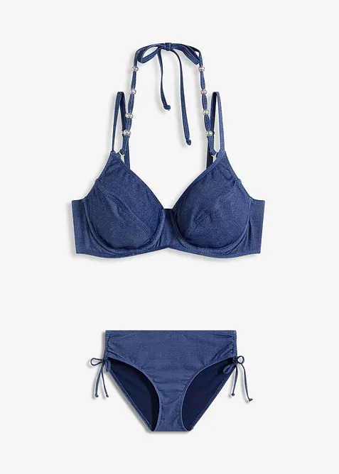 Bikini effetto jeans con ferretto (set 2 pezzi), bonprix