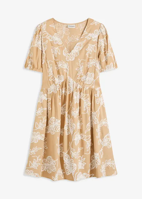 Abito tunica in viscosa fluente con ricami, bonprix