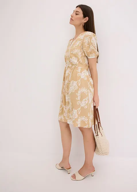 Abito tunica in viscosa fluente con ricami, bonprix