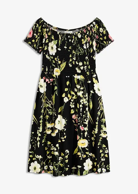 Abito con spalle scoperte in misto viscosa morbido, bonprix