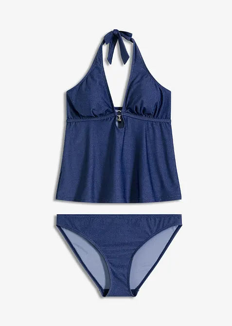 Tankini effetto denim (set 2 pezzi), bonprix