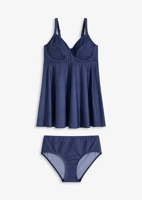 Tankini  lungo con effetto denim (set 2 pezzi), bonprix