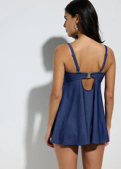 Tankini  lungo con effetto denim (set 2 pezzi), bonprix