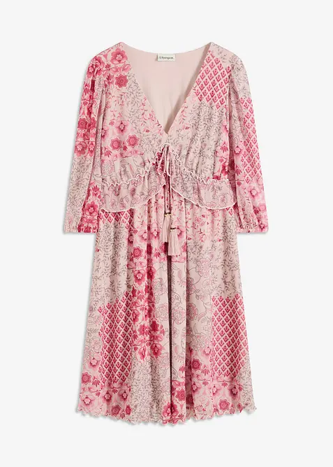 Abito tunica in mesh fantasia, bonprix