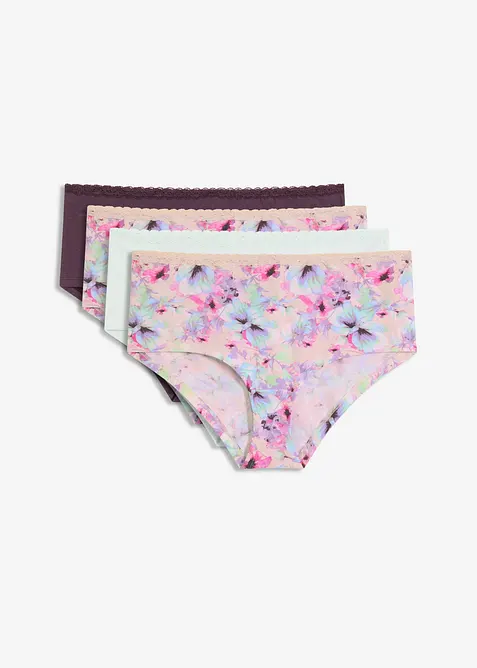 Culotte a vita alta con cotone biologico (pacco da 4), bonprix