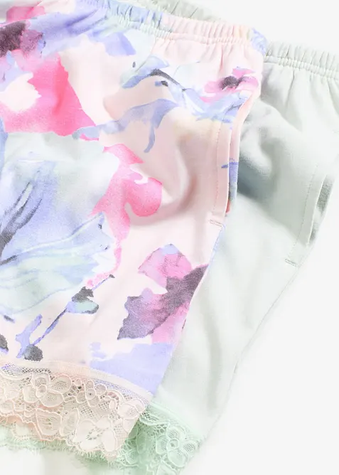 Pantaloni pigiama corti in misto viscosa morbido (pacco da 2), bonprix