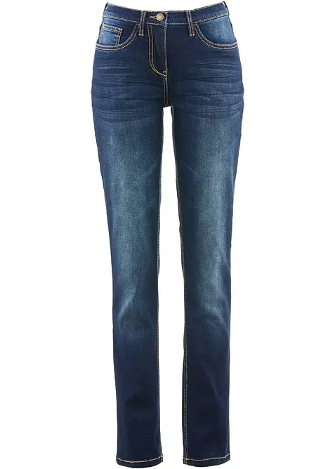 Jeans straight elasticizzati, vita media, bonprix
