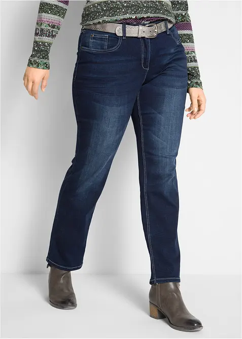 Jeans straight elasticizzati, vita media, bonprix