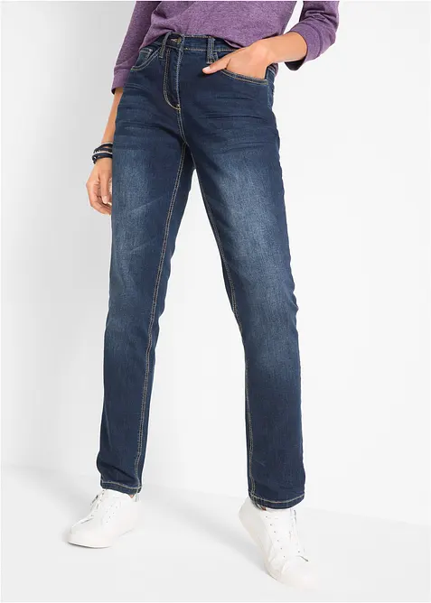 Jeans straight elasticizzati, vita media, bonprix