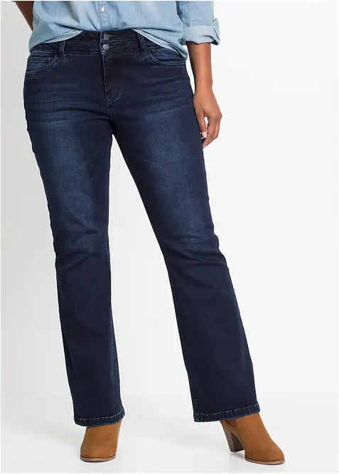 Jeans bootcut modellanti e ultramorbidi, vita alta, bonprix