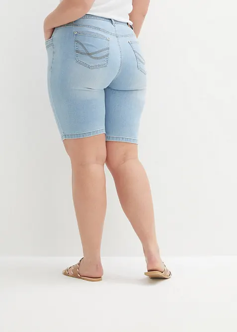 Bermuda in jeans slim fit con vita media, bonprix