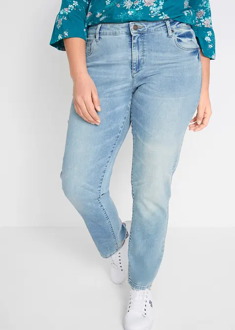 Jeans elasticizzati straight,  vita media, bonprix