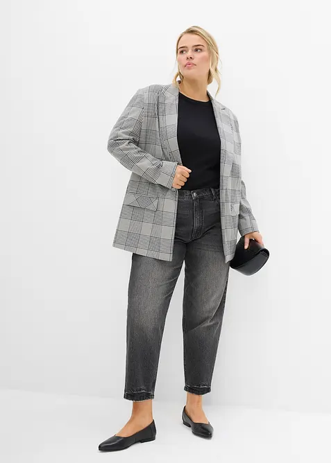 Mom jeans cropped low stretch, vita alta, bonprix