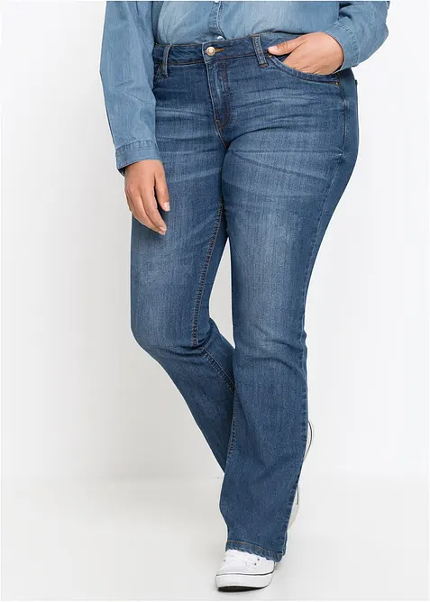 Jeans bootcut elasticizzati confortevoli, vita media, bonprix