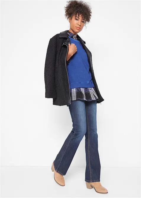 Jeans bootcut elasticizzati confortevoli, vita media, bonprix