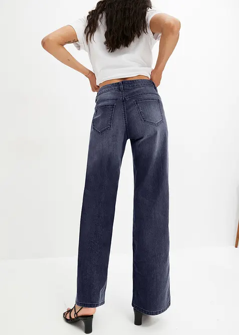 Jeans wide leg elasticizzati, vita media, bonprix