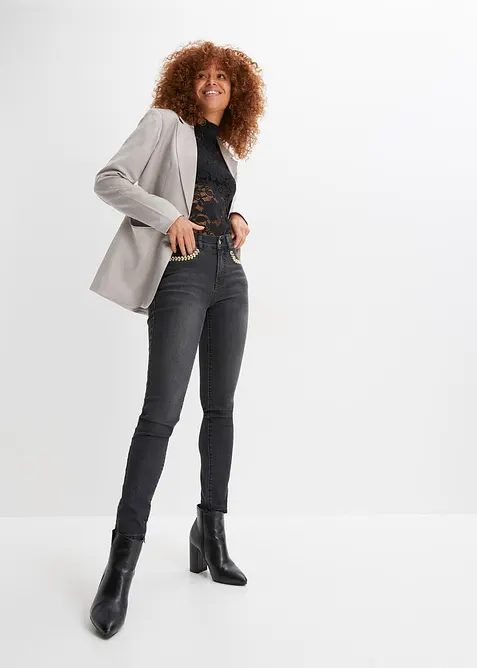 Maglia aderente in pizzo a maniche lunghe, bonprix