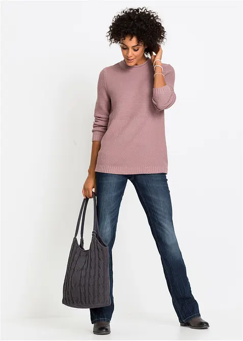 Jeans bootcut elasticizzati confortevoli, vita alta, bonprix