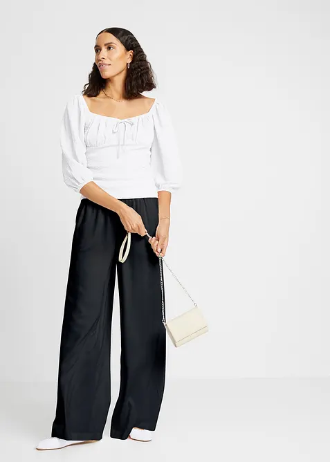 Pantaloni larghi in viscosa lucida leggera, bonprix