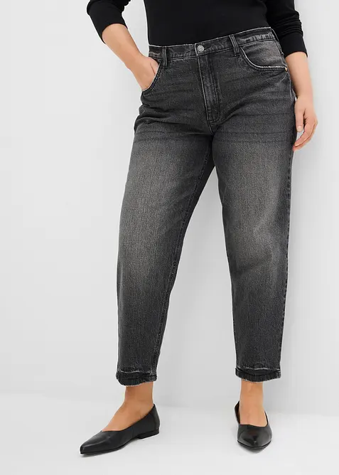 Mom jeans cropped low stretch, vita alta, bonprix