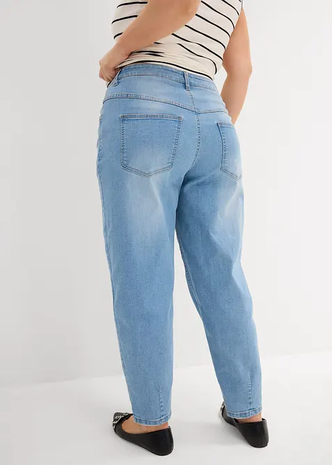 Jeans barrel leg cropped, vita alta, bonprix