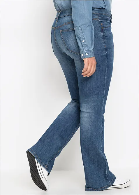 Jeans bootcut elasticizzati confortevoli, vita media, bonprix