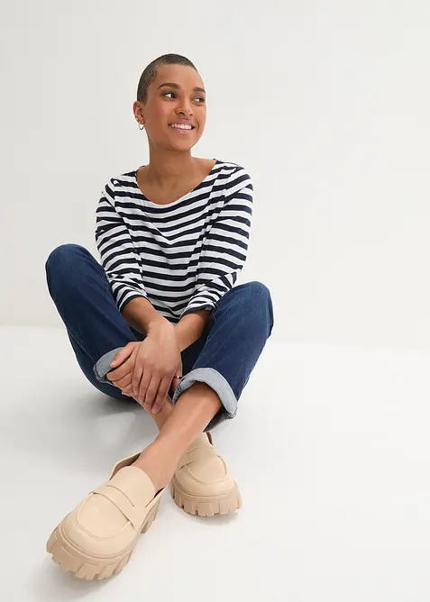 Jeans boyfriend elasticizzati, vita media, bonprix