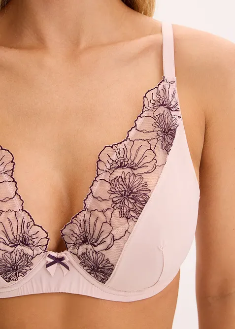 Reggiseno con coppe preformate e ricami delicati, bonprix