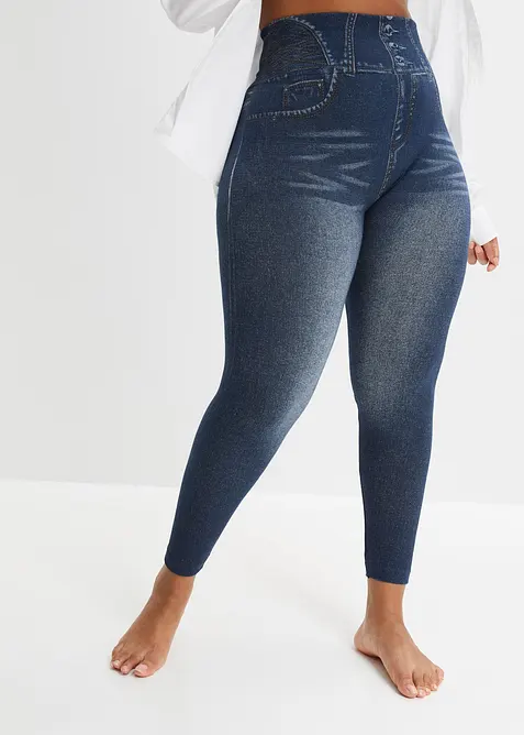 Leggings effetto jeans senza cuciture con effetto modellante forte, bonprix