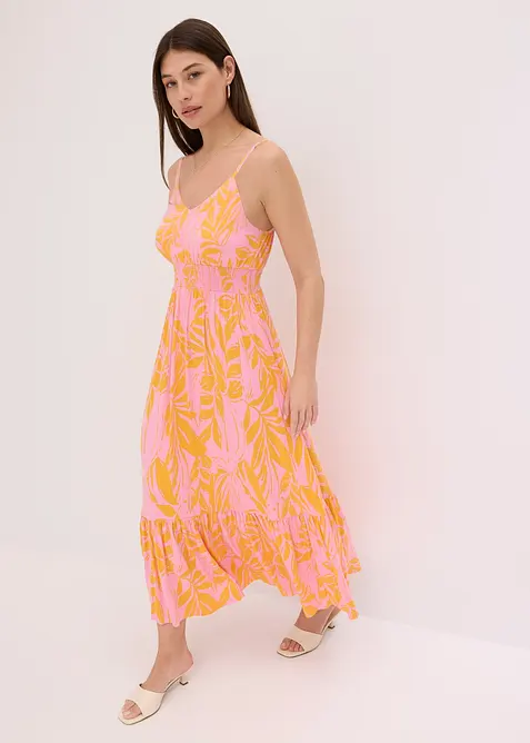 Abito con spalline in misto viscosa morbido fantasia, bonprix