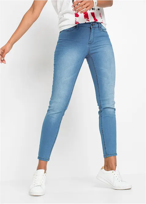 Jeans skinny cropped, vita media, bonprix