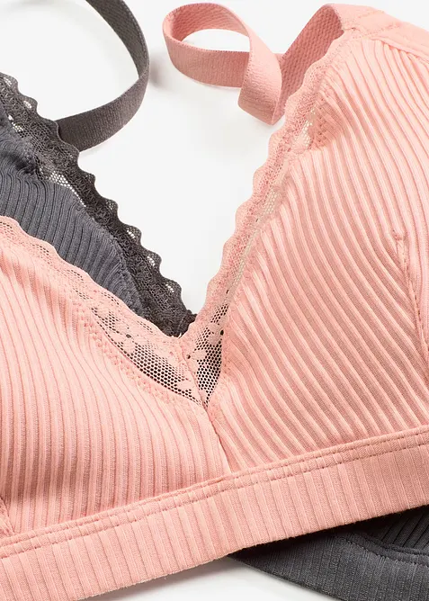 Bralette imbottita senza ferretto con cotone biologico (pacco da 2), bonprix