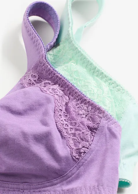 Reggiseno t-shirt senza ferretto con cotone (pacco da 2), bonprix