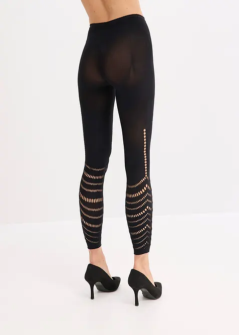 Leggings con comoda fascia in vita e ricamo traforato, 80 DEN, bonprix