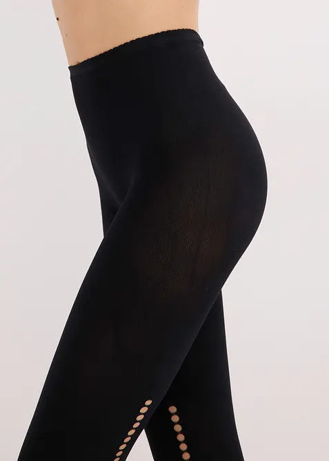 Leggings con comoda fascia in vita e ricamo traforato, 80 DEN, bonprix