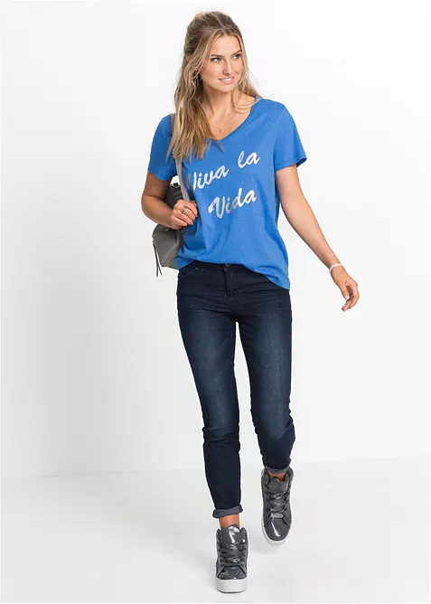 Jeans skinny cropped, vita media, bonprix