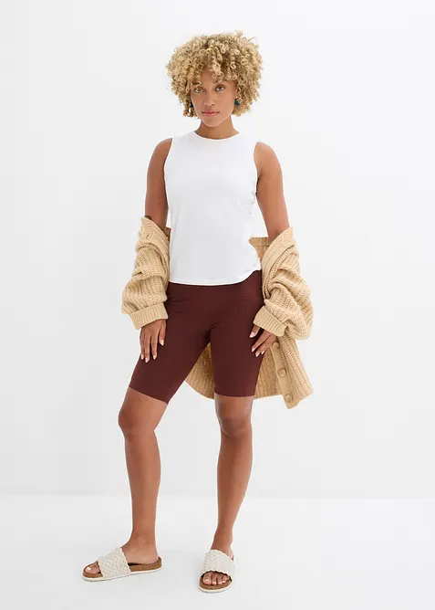 Pantaloncini in jersey a costine, vita alta, bonprix