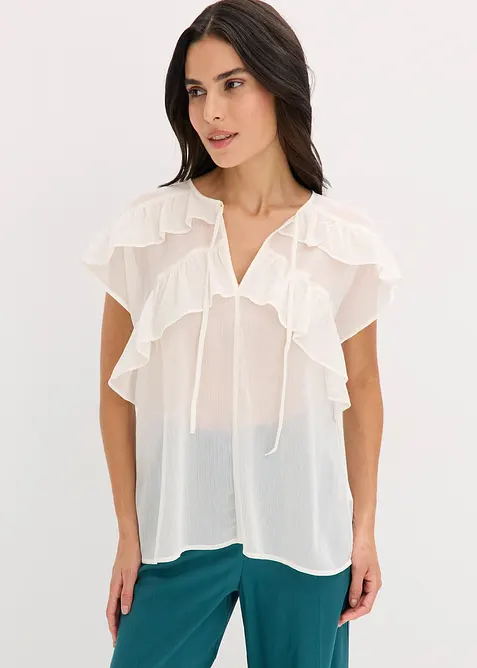 Camicetta di chiffon con volant, bonprix