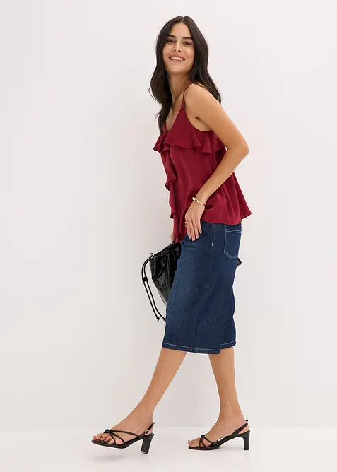 Top con spalline sottili in satin lucido, bonprix