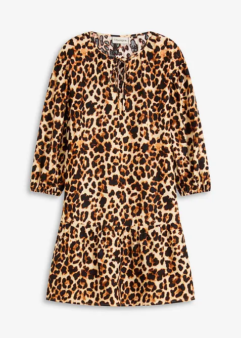 Abito tunica fantasia in crêpe operato, bonprix