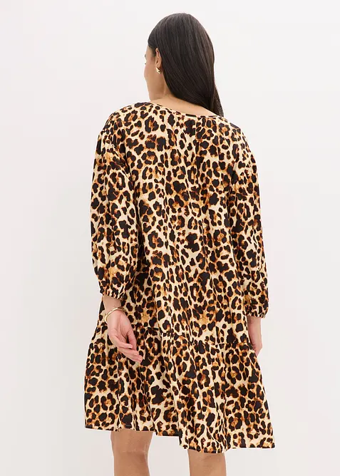 Abito tunica fantasia in crêpe operato, bonprix