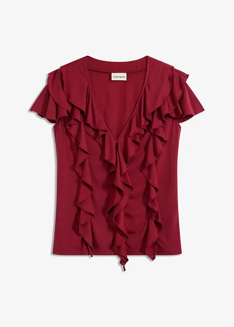 Maglia con volant in misto modal morbido, bonprix