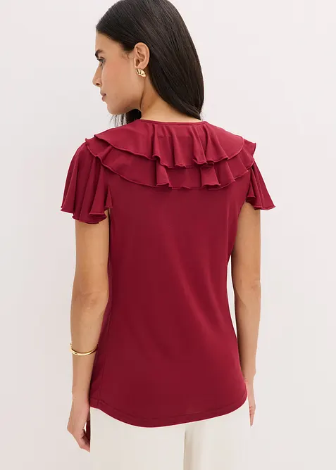 Maglia con volant in misto modal morbido, bonprix