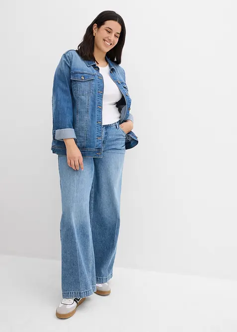 Jeans wide leg extra lunghi low stretch, vita media, bonprix