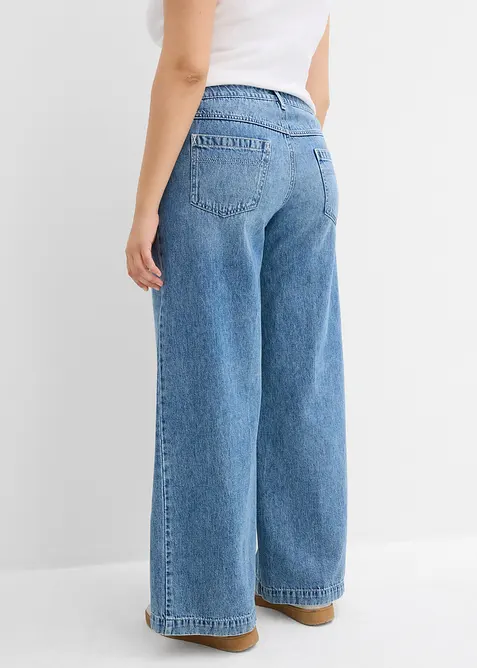 Jeans wide leg extra lunghi low stretch, vita media, bonprix