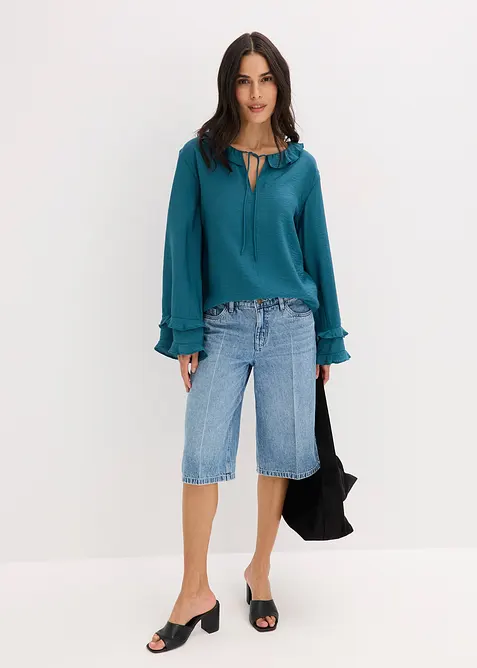 Bermuda in jeans low stretch, vita media, bonprix