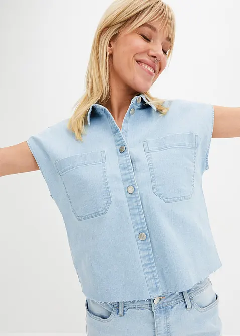 Camicia di jeans boxy cropped, bonprix